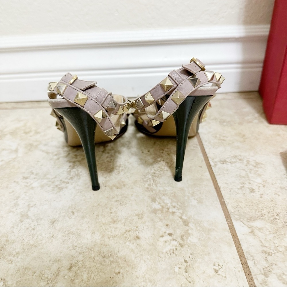 Valentino Green Leather Rockstud Ankle Strap Pumps heels Size 39 - Picture 6 of 8